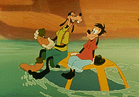 Goofy and Max floating down the river
