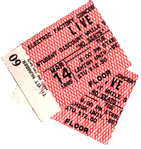 Two ticket stubs from the March 14th, 1995  Live concert at Stabler Arena
